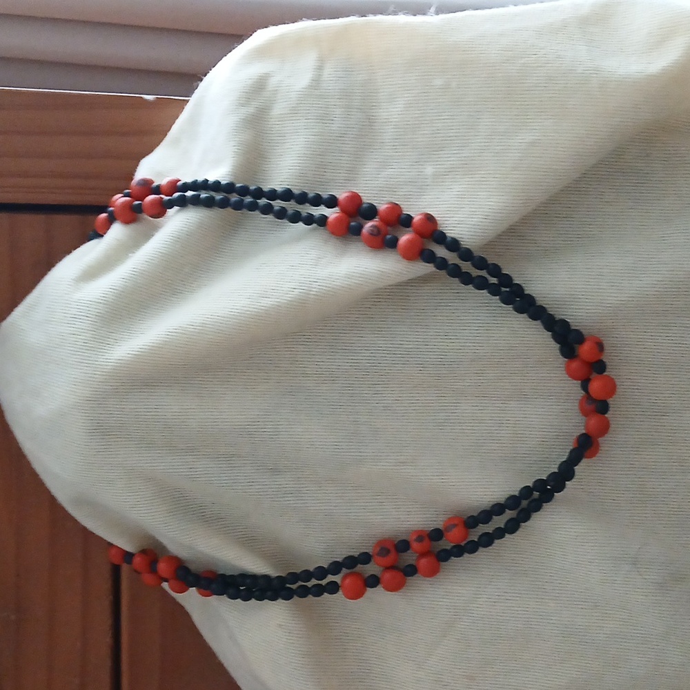 Long huayruro seeds Necklace.